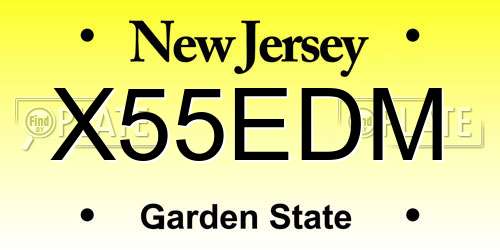 X55EDM New Jersey License Plate