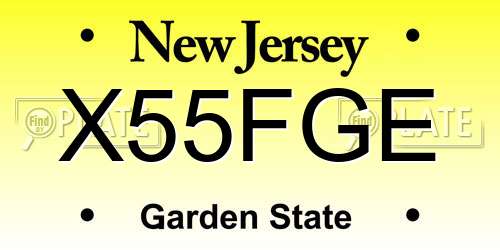 X55FGE New Jersey License Plate