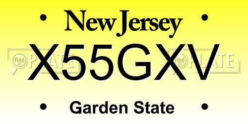 X55GXV New Jersey License Plate