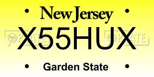 X55HUX New Jersey License Plate
