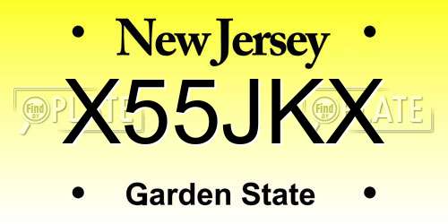 X55JKX New Jersey License Plate