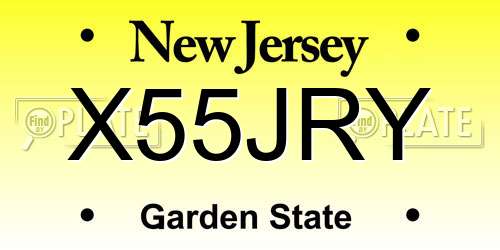 X55JRY New Jersey License Plate