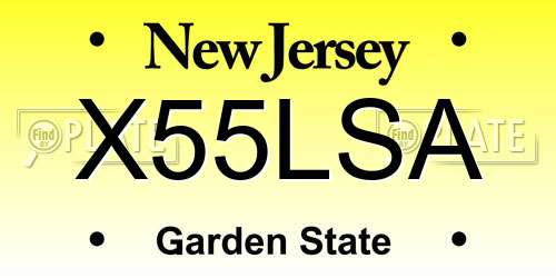 X55LSA New Jersey License Plate