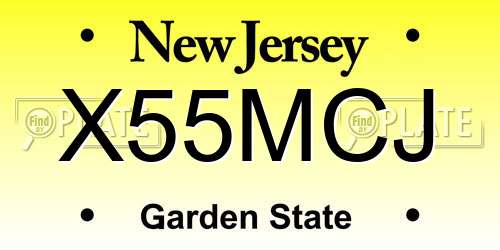 X55MCJ New Jersey License Plate