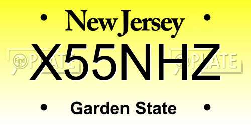 X55NHZ New Jersey License Plate