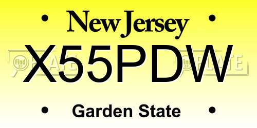 X55PDW New Jersey License Plate