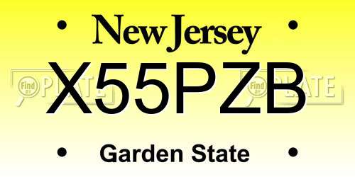 X55PZB New Jersey License Plate