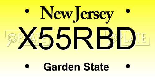 X55RBD New Jersey License Plate