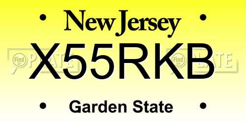 X55RKB New Jersey License Plate