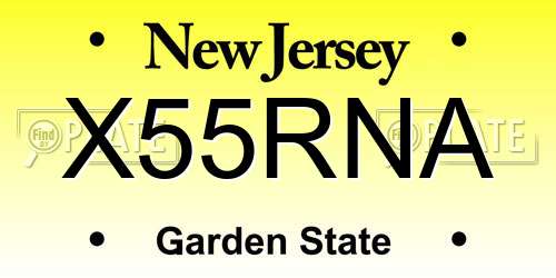 X55RNA New Jersey License Plate
