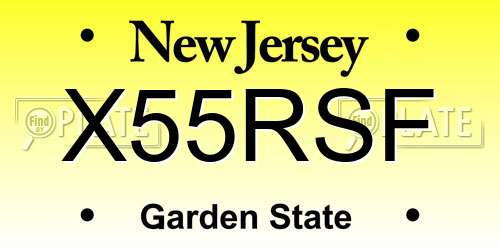 X55RSF New Jersey License Plate