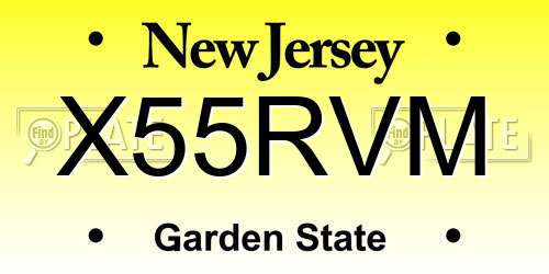 X55RVM New Jersey License Plate