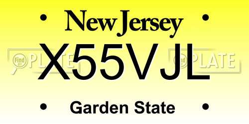 X55VJL New Jersey License Plate