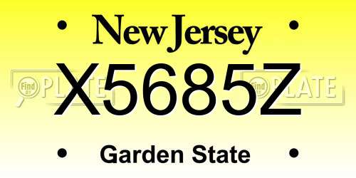X5685Z New Jersey License Plate
