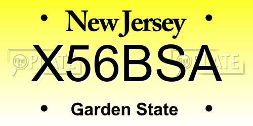 X56BSA New Jersey License Plate