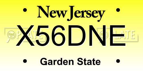 X56DNE New Jersey License Plate