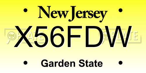 X56FDW New Jersey License Plate