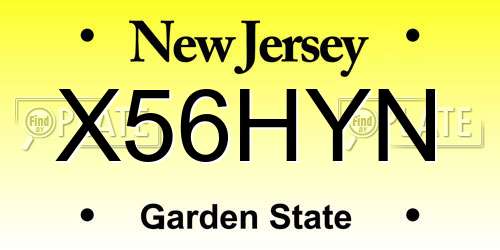 X56HYN New Jersey License Plate