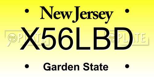 X56LBD New Jersey License Plate