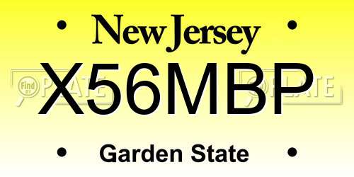 X56MBP New Jersey License Plate