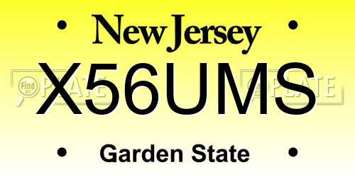 X56UMS New Jersey License Plate