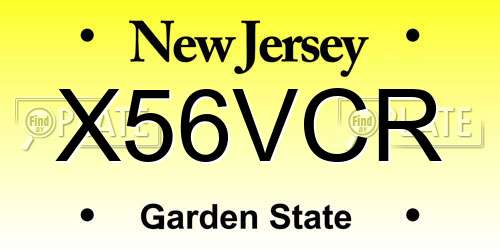 X56VCR New Jersey License Plate