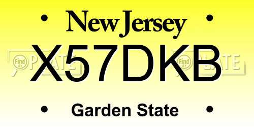 X57DKB New Jersey License Plate