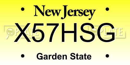 X57HSG New Jersey License Plate