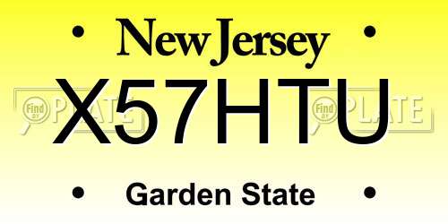 X57HTU New Jersey License Plate