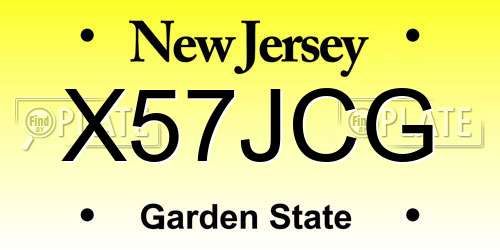 X57JCG New Jersey License Plate