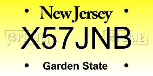 X57JNB New Jersey License Plate