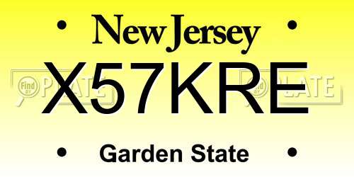 X57KRE New Jersey License Plate