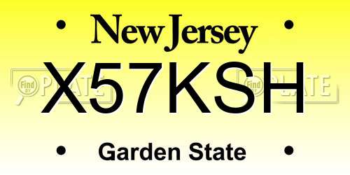 X57KSH New Jersey License Plate
