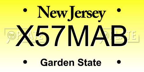 X57MAB New Jersey License Plate