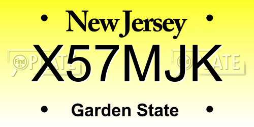X57MJK New Jersey License Plate