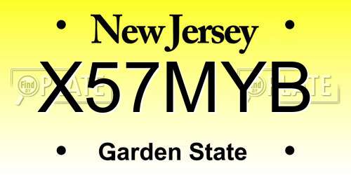 X57MYB New Jersey License Plate