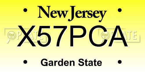 X57PCA New Jersey License Plate