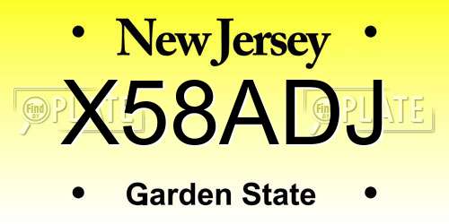 X58ADJ New Jersey License Plate