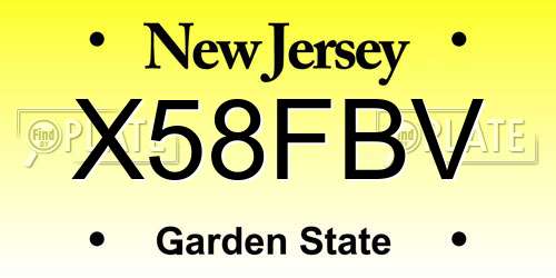 X58FBV New Jersey License Plate