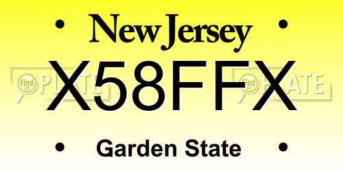 X58FFX New Jersey License Plate