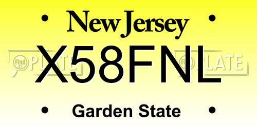 X58FNL New Jersey License Plate