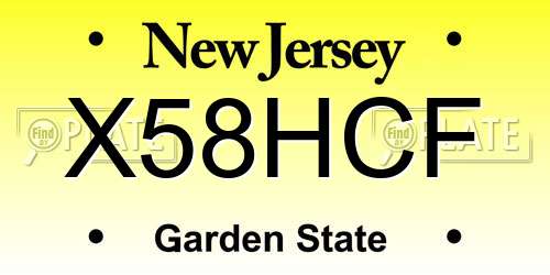 X58HCF New Jersey License Plate