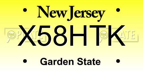 X58HTK New Jersey License Plate