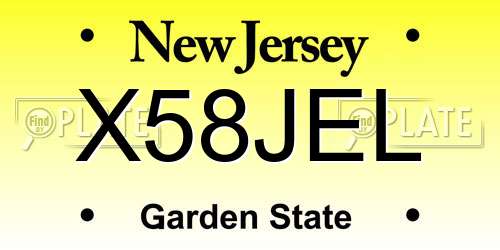 X58JEL New Jersey License Plate