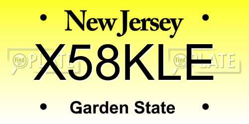 X58KLE New Jersey License Plate