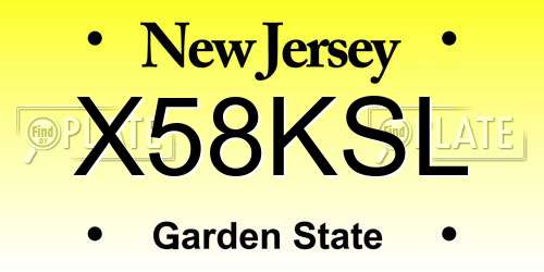 X58KSL New Jersey License Plate