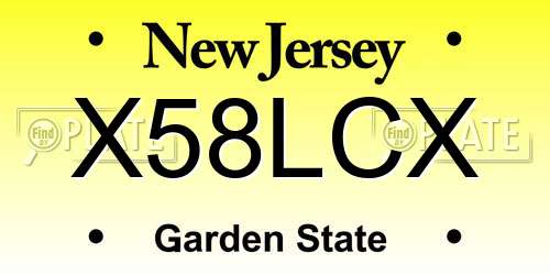 X58LCX New Jersey License Plate