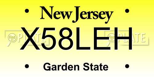 X58LEH New Jersey License Plate