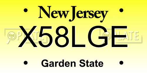 X58LGE New Jersey License Plate