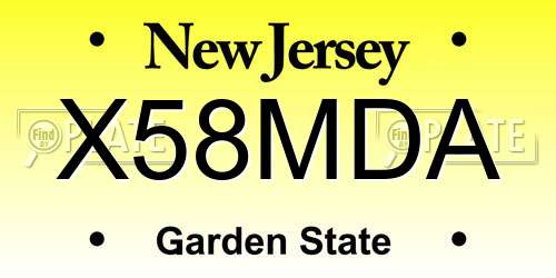 X58MDA New Jersey License Plate